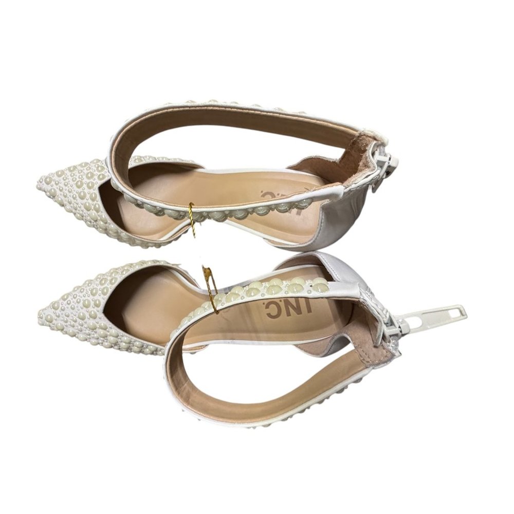 INC Women's White Pearl-Embellished Wedding Bridal Pointed-Toe Heels 10.5‎ - Picture 8 of 10